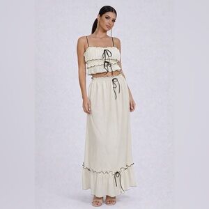 Glitz Beaute “Ivory Romance Ruffle Maxi Set” ✨